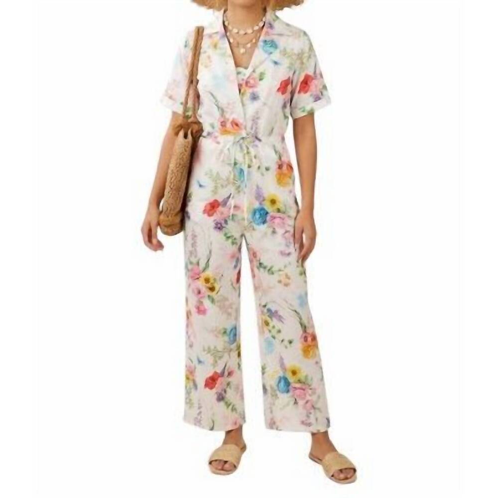 NEW TFY COLLECTION she blossoms jumpsuit in white multi
